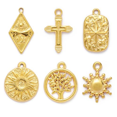 Pendentifs en acier inoxydable, Acier inoxydable 304, Placage de couleur d'or, DIY & styles différents pour le choix Vendu par sac