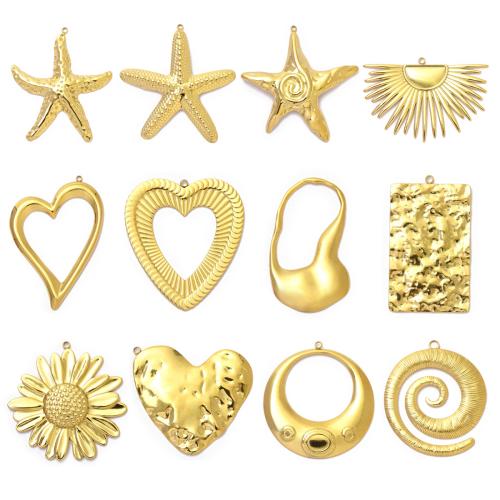 Pendentifs en acier inoxydable, Acier inoxydable 304, Placage de couleur d'or, DIY & styles différents pour le choix Vendu par sac