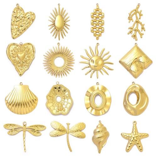 Pendentifs en acier inoxydable, Acier inoxydable 304, Placage de couleur d'or, DIY & styles différents pour le choix Vendu par sac