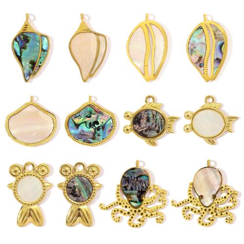 ナチュラルシーシェルペンダント, 304ステンレススチール, とともに 貝, ゴールドメッキ, DIY & 異なるスタイルを選択, 3パソコン/バッグ, 売り手 バッグ