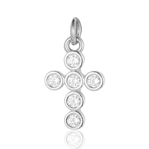 Brass Cross Pendants, plated, DIY & micro pave cubic zirconia 