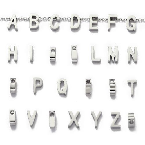Stainless Steel Letter Pendant, 304 Stainless Steel, Alphabet Letter, DIY original color 