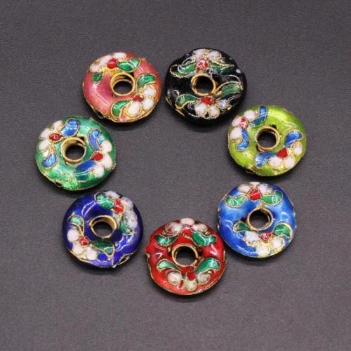 Perles cloisonnés d'argent plaqué, cloisonne, Glaçure en émail peinte à la main & DIY, plus de couleurs à choisir, 15mm Environ 1.5mm, Vendu par PC[