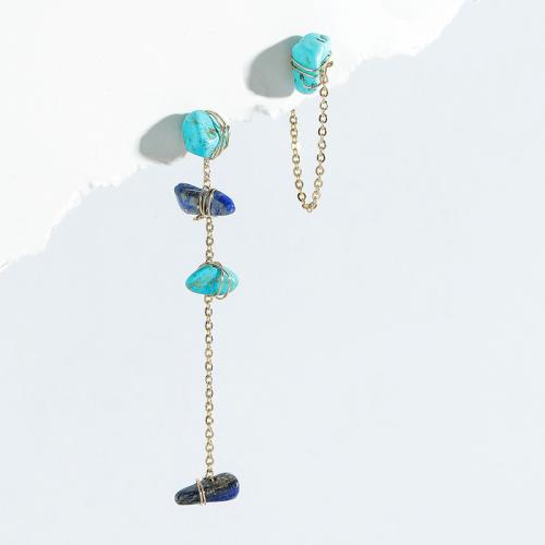 pierre gemme Boucles d'oreilles asymétriques, avec laiton, Placage de couleur d'or, styles différents pour le choix & pour femme, earring size 20-60mm, Vendu par paire