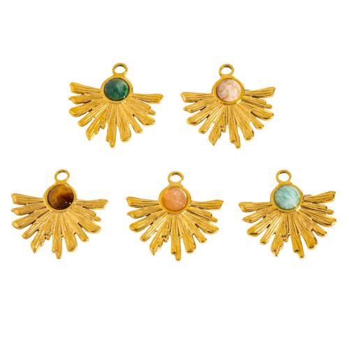 Pendentif bijoux de pierre gemme, Acier inoxydable 304, avec pierre gemme, Placage de couleur d'or, DIY & différents matériaux pour le choix Vendu par PC