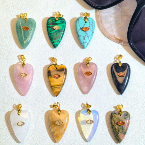 Gemstone Zinc Alloy Pendants, with Zinc Alloy, Evil Eye, polished, DIY & micro pave cubic zirconia 