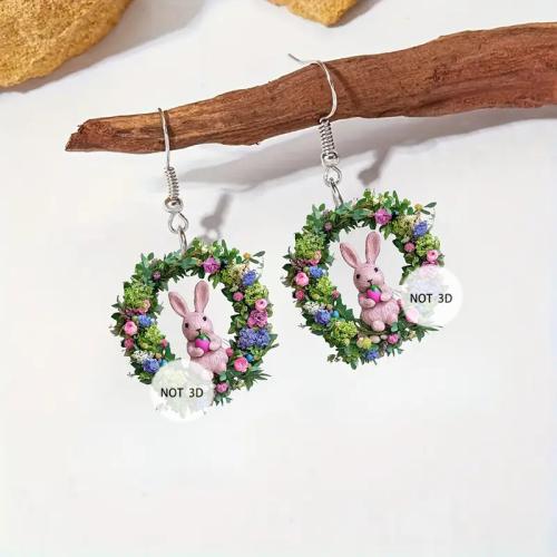 Acrylic Drop Earring, Rabbit, fashion jewelry & for woman, 28mm 