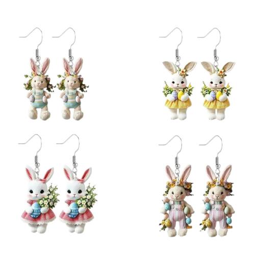 Acrylic Drop Earring, Rabbit, printing, fashion jewelry & for woman 