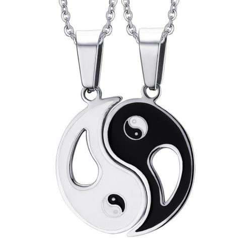 Couple Stainless Steel Necklace, 304 Stainless Steel & epoxy gel & for couple 