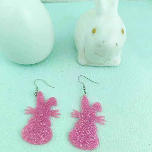 Acrylic Drop Earring, Rabbit, handmade, fashion jewelry & for woman 