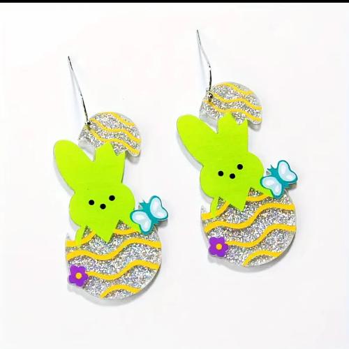 Acrylic Drop Earring, Rabbit, printing, fashion jewelry & for woman [