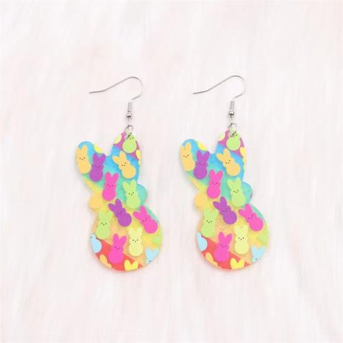 Acrylic Drop Earring, Rabbit, printing, fashion jewelry & for woman [