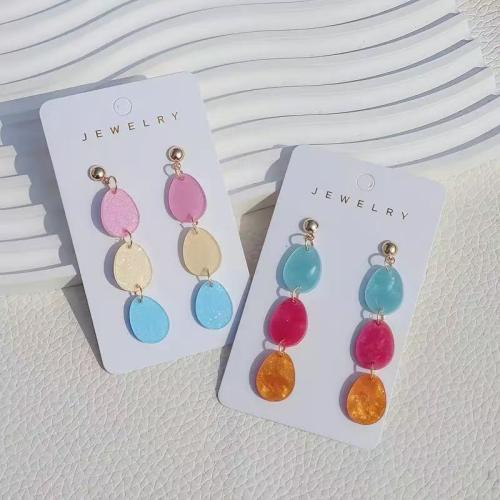 Acrylic Drop Earring, with Zinc Alloy, Oval, handmade, fashion jewelry & for woman 