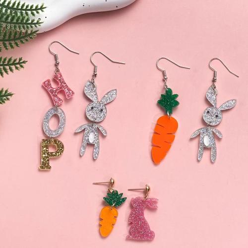 Acrylic Asymmetric Earrings, Rabbit & for woman 