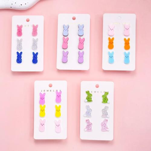 Acrylic Stud Earring Set, Rabbit & for woman 