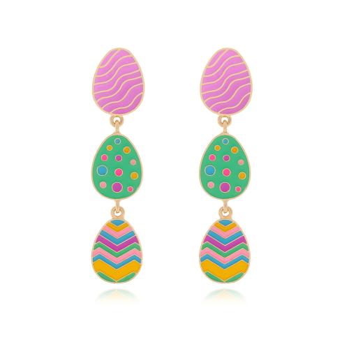 Zinc Alloy Drop Earring, Oval, gold color plated, for woman & enamel [