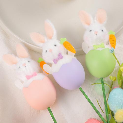 Plastic Decoration, with Plush, Rabbit, DIY 350mm 