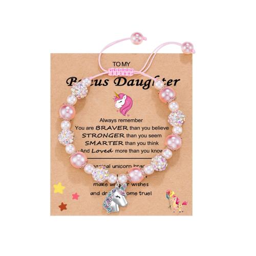 perle de plastique bracelet, avec cordon de polyester & alliage de zinc, fait à la main, styles différents pour le choix & pour femme & avec strass Environ 5-9 pouce, Vendu par PC[