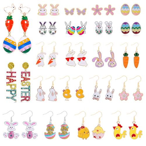 Zinc Alloy Drop Earring, plated & for woman & enamel & with rhinestone 