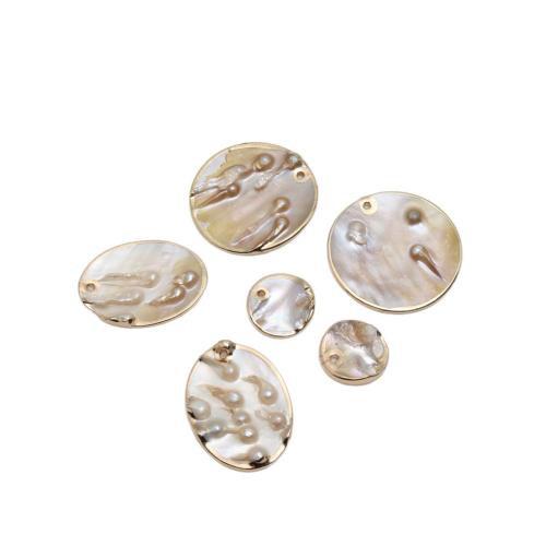 Natürliche Muschel Anhänger, Süßwassermuschel, goldfarben plattiert, DIY & verschiedene Größen vorhanden, verkauft von PC