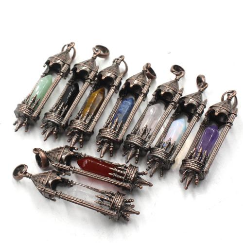 Gemstone Zinc Alloy Pendants, with Zinc Alloy, Castle, polished, DIY 