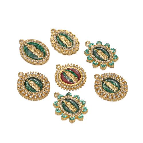 Stainless Steel Saint Pendant, 304 Stainless Steel, plated, DIY & enamel & with rhinestone 