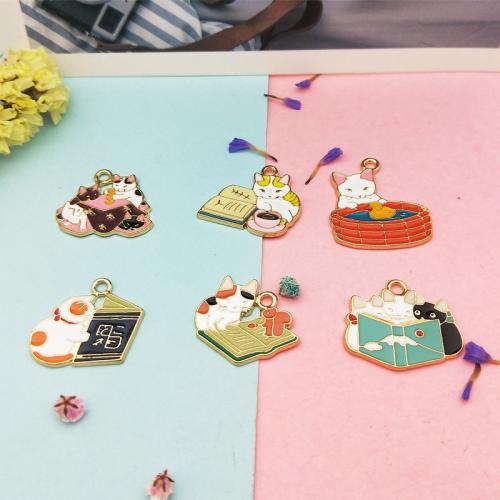 亜鉛合金のエナメル ペンダント, 亜鉛合金, ネコ, ゴールドメッキ, DIY & 異なるスタイルを選択, 売り手 パソコン