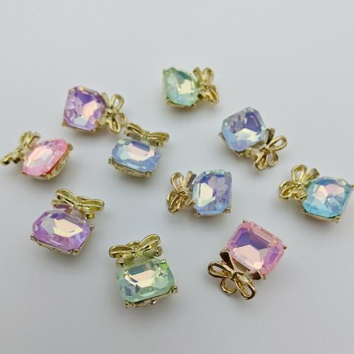 Colgantes de Aleción de Zinc con Cristal, aleación de zinc, con Cristal, chapado en color dorado, Bricolaje, más colores para la opción, 14.5x10.3x6.5mm, 100PCs/Bolsa, Vendido por Bolsa