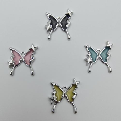 Harz Zinklegierung Anhänger, mit Harz, Schmetterling, plattiert, DIY, keine, 24x21x2.8mm, 100PCs/Tasche, verkauft von Tasche