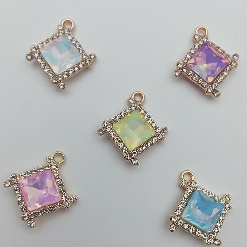 Glas Zink Legierung Anhänger, Zinklegierung, mit Glas, Quadrat, plattiert, DIY & mit Strass, keine, 25x23x6.2mm, 100PCs/Tasche, verkauft von Tasche