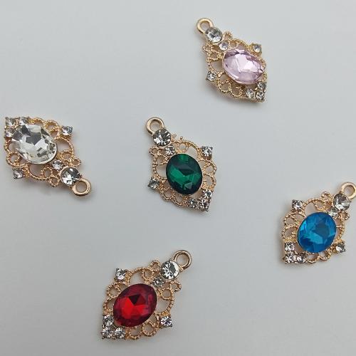 Glas Zink Legierung Anhänger, Zinklegierung, mit Glas, goldfarben plattiert, DIY & mit Strass & hohl, keine, 26.5x17.6x5.3mm, 100PCs/Tasche, verkauft von Tasche