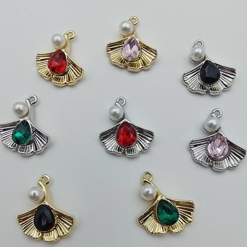 Glas Zink Legierung Anhänger, Zinklegierung, mit Glas & Kunststoff Perlen, Ginkgo-Blatt, plattiert, DIY, keine, 21.2x17.9x6mm, 100PCs/Tasche, verkauft von Tasche