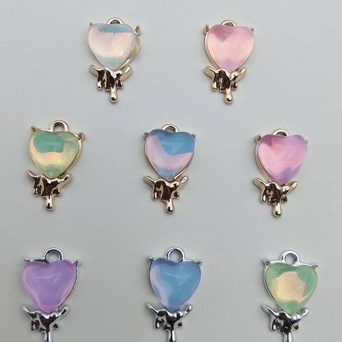 Harz Zinklegierung Anhänger, mit Harz, Herz, plattiert, DIY, keine, 18.8x10.8x6.2mm, 100PCs/Tasche, verkauft von Tasche