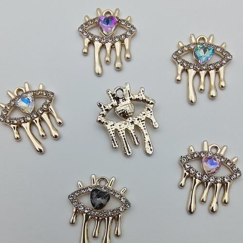 Pendentifs en alliage de Zinc Crystal, avec cristal, œil, Placage, DIY & avec strass & creux, plus de couleurs à choisir Vendu par sac