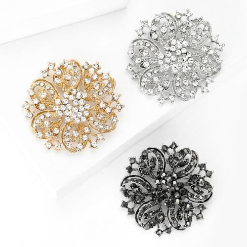alliage de zinc broche, fleur, Placage, pour femme & avec strass, plus de couleurs à choisir Vendu par PC