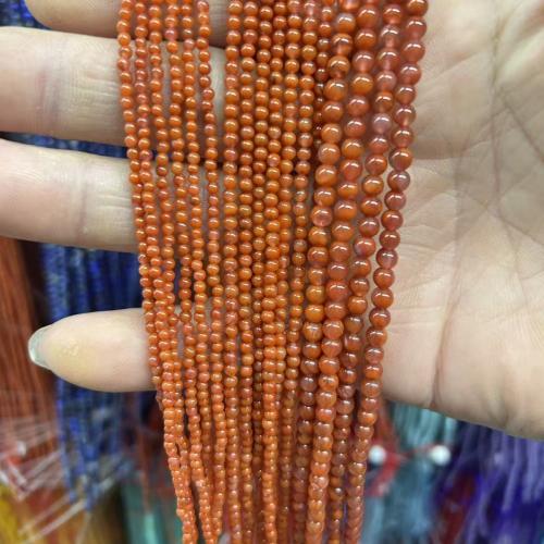 Perles Agates rouges naturelles, Yunnan agate rouge, Rond, poli, DIY & normes différentes pour le choix Environ 38 cm, Vendu par brin