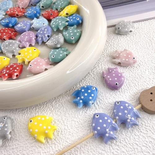 Perles porcelaine animaux, poisson, DIY, plus de couleurs à choisir Environ 2.5mm Vendu par sac