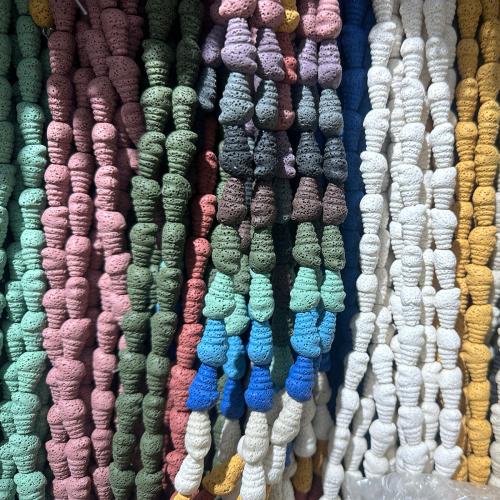 Multicolor Lava Perlen, Strandschnecke, DIY, keine, 12x18mm, Länge:ca. 38 cm, verkauft von Strang