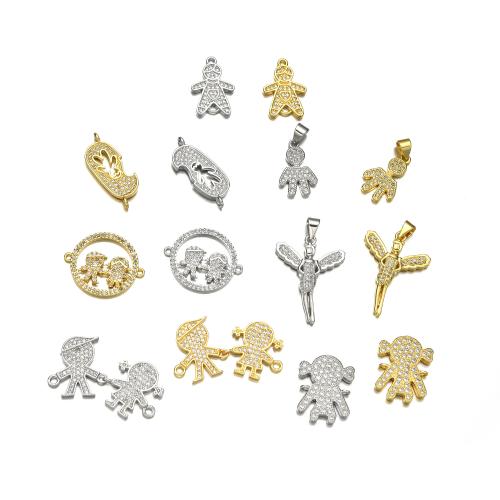 Cubic Zirconia Micro Pave Brass Pendant, Character, plated, DIY & micro pave cubic zirconia 