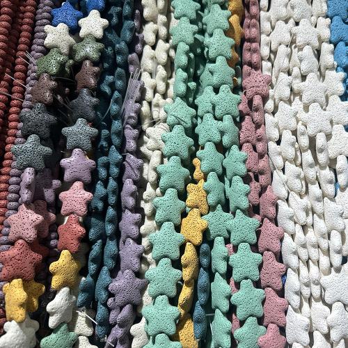 Multicolor Lava Perlen, Stern, DIY & verschiedene Größen vorhanden, keine, Länge:ca. 38 cm, verkauft von Strang