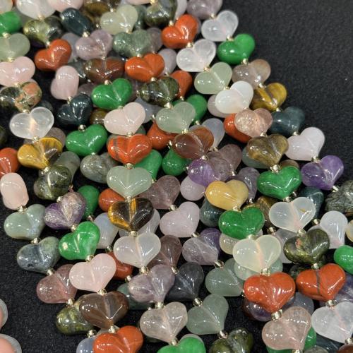 Einzelne Edelstein Perlen, Herz, DIY & verschiedenen Materialien für die Wahl, 15x12mm, ca. 32PCs/Strang, verkauft von Strang