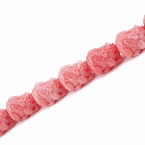 Abalorios de la resina de Color sólido, Bestia salvaje Fabulous, Bricolaje, Rosado, 14x10x10mm, longitud:aproximado 38.5 cm, Vendido por Sarta[