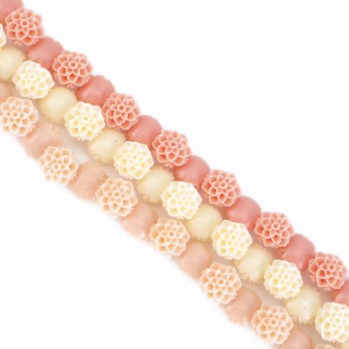 Granos de la resina de flor, Bricolaje, más colores para la opción, 11x11x6mm, longitud:aproximado 40 cm, Vendido por Sarta