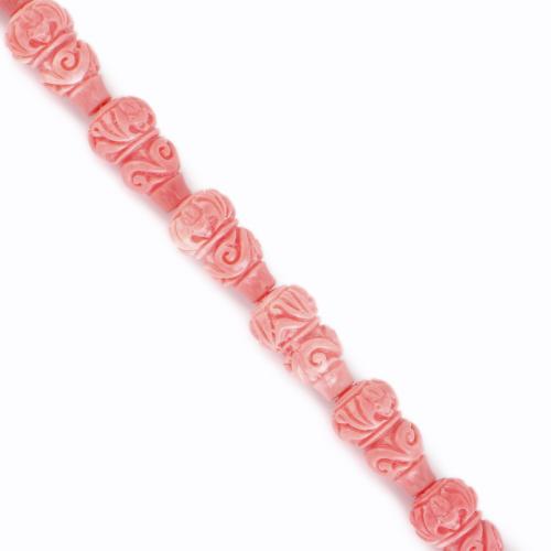 Abalorios de la resina de Color sólido, Calabaza, Tallado, Bricolaje, Rosado, 19x10x10mm, longitud:aproximado 38 cm, Vendido por Sarta[