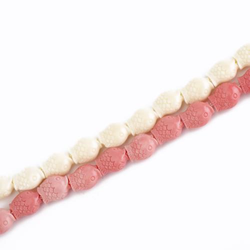 Abalorios de la resina de Color sólido, Pez, Bricolaje, más colores para la opción, 12x10x6mm, longitud:aproximado 39 cm, Vendido por Sarta[