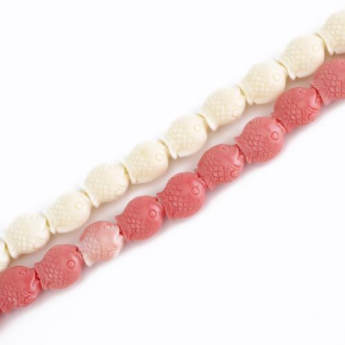 Abalorios de la resina de Color sólido, Pez, Bricolaje, más colores para la opción, 14x12x8mm, longitud:aproximado 39.5 cm, Vendido por Sarta[