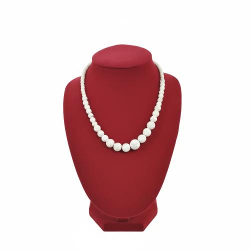 Synthetische Türkis Halskette, rund, Modeschmuck & unisex, weiß, beads size 6-14mm, Länge:ca. 45 cm, verkauft von PC