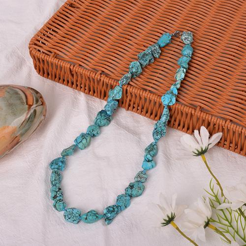 Turquoise Jewelry Necklace, Natural Turquoise, irregular, handmade, fashion jewelry & Unisex, beads size 16-17x19-20mm Approx 60 cm 
