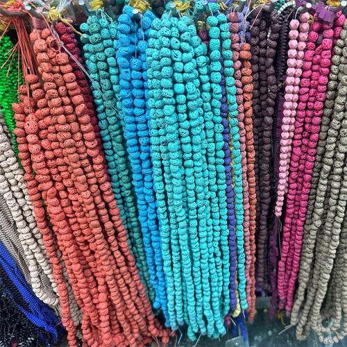 Multicolor Lava Perlen, Klumpen, DIY, keine, 8x9mm, Länge:ca. 38 cm, verkauft von Strang