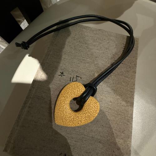 Lava Necklace, with PU Leather, Unisex pendant size 47-63mm Approx 80 cm [